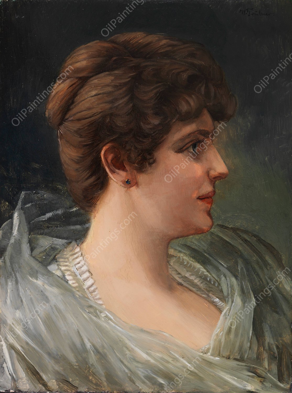 Bildnis einer Dame im Profil  by Wilhelm Trubner - Hand-Painted Oil Painting Reproduction