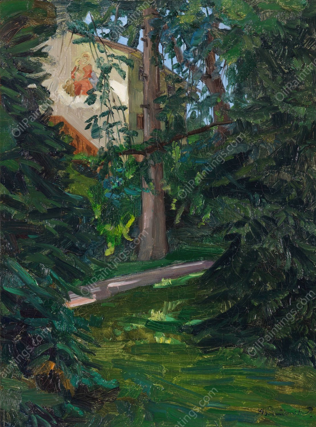 Haus mit Madonna  by Wilhelm Trubner - Hand-Painted Oil Painting Reproduction