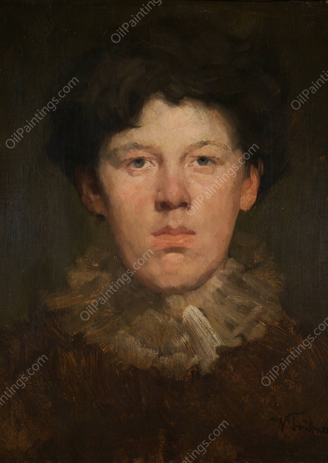 Junge mit Halskrause  by Wilhelm Trubner - Hand-Painted Oil Painting Reproduction