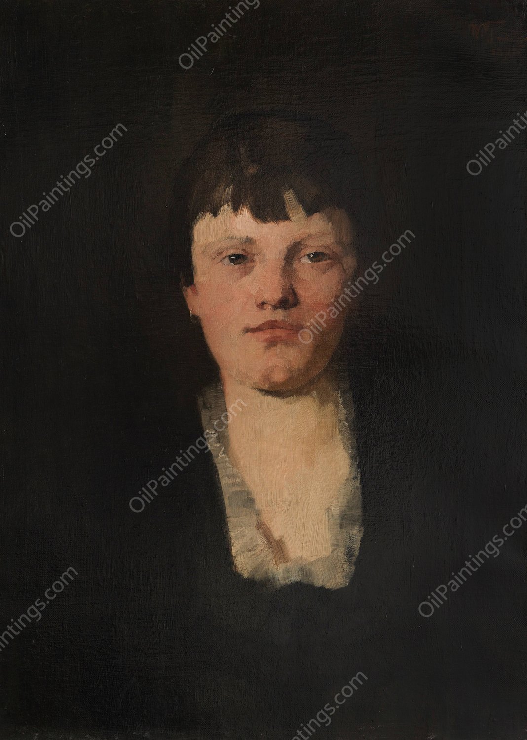 Madchen mit viereckigem Halsausschnitt  by Wilhelm Trubner - Hand-Painted Oil Painting Reproduction