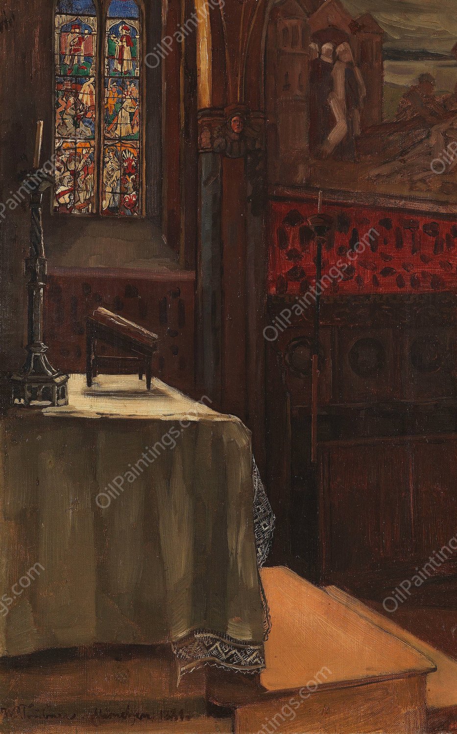 Pippinger Kirche bei Pasing  by Wilhelm Trubner - Hand-Painted Oil Painting Reproduction