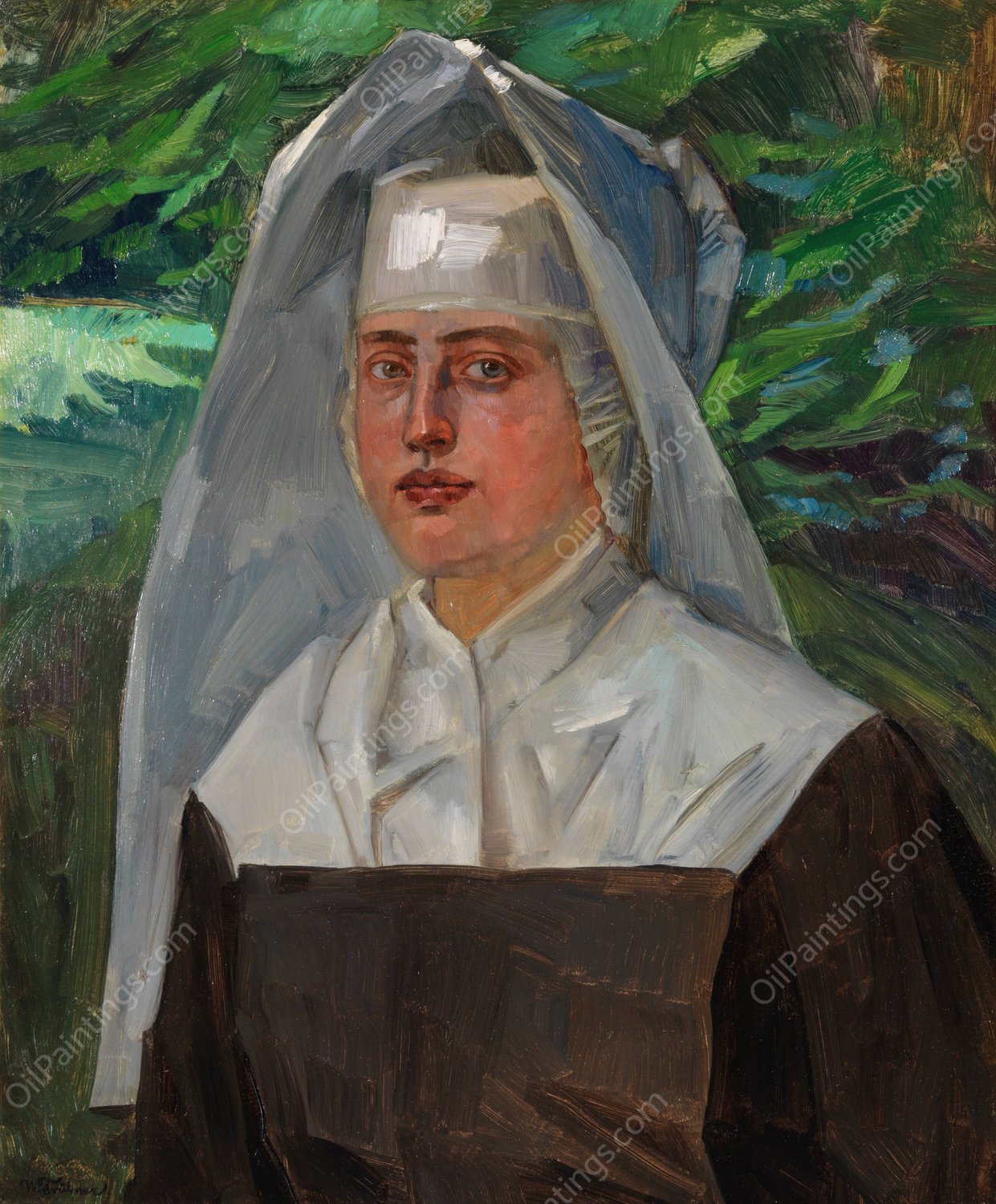 Schwester Ferdinande  by Wilhelm Trubner - Hand-Painted Oil Painting Reproduction