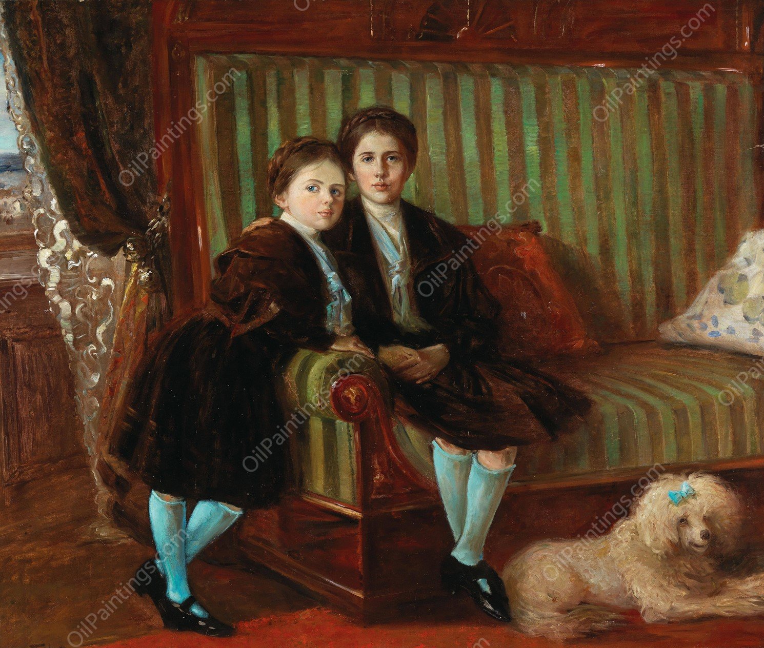 Siblings  by Wilhelm Trubner - Hand-Painted Oil Painting Reproduction