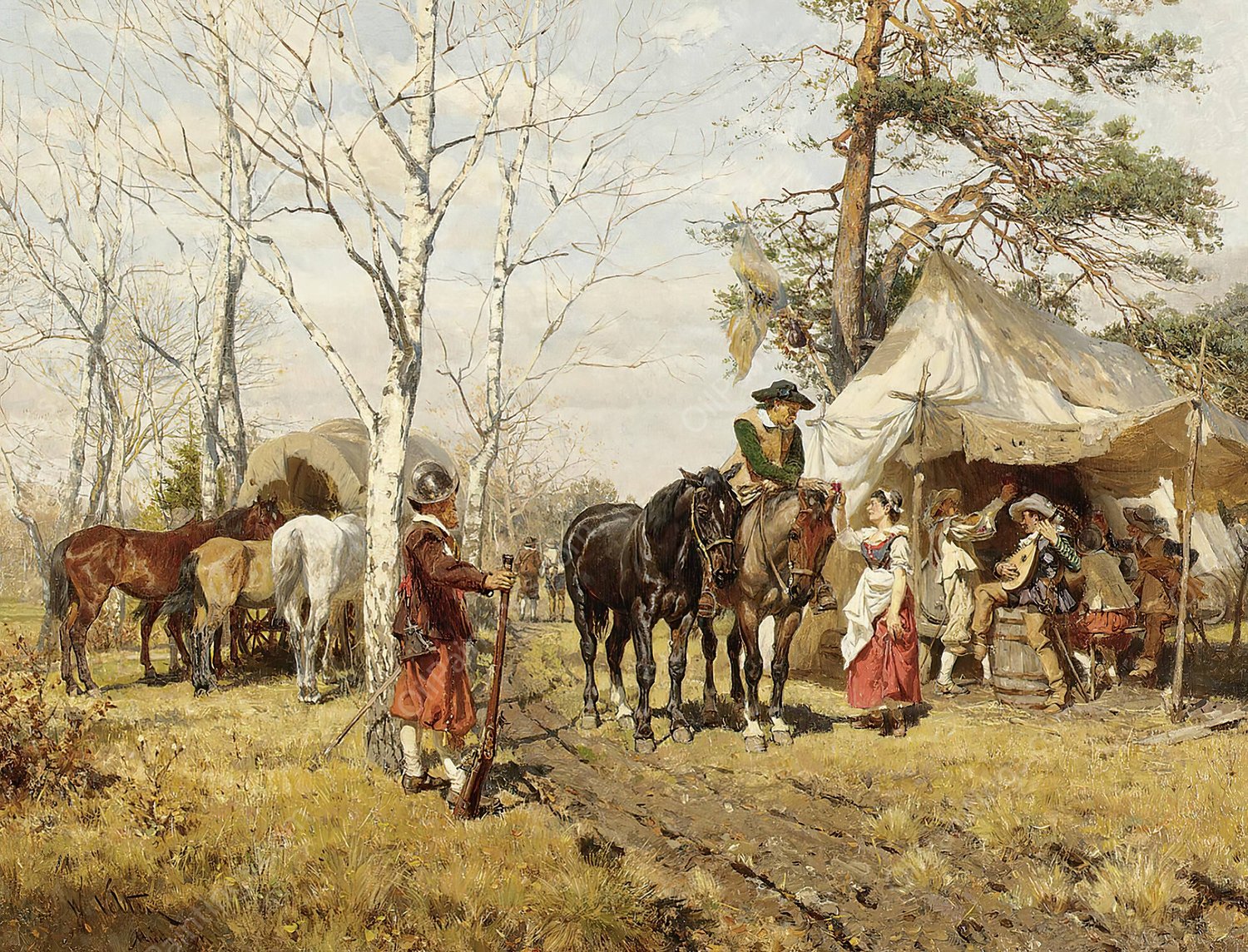 Die Rast  by Wilhelm Velten - Hand-Painted Oil Painting Reproduction