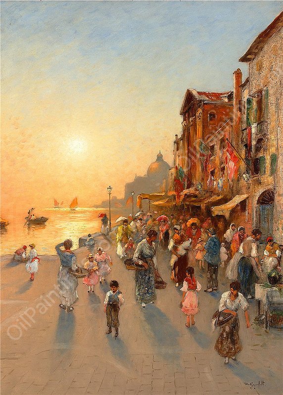 Evening View of Venice by Wilhelm Von Gegerfelt - Hand-Painted Oil Painting Reproduction