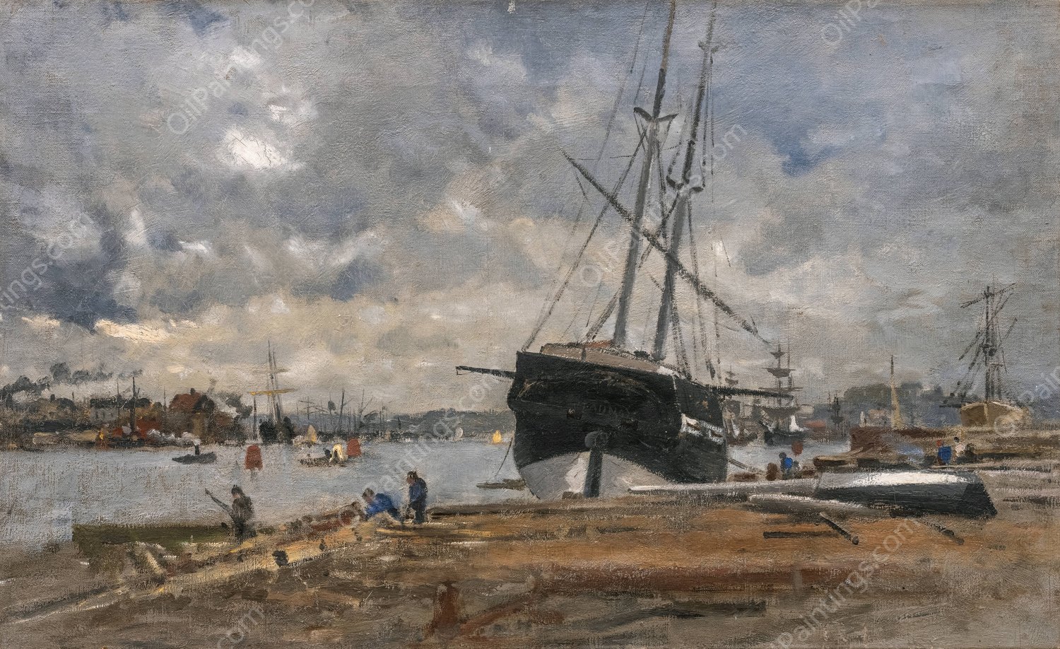 The Gothenburg Harbour in the 1880's  by Wilhelm Von Gegerfelt - Hand-Painted Oil Painting Reproduction