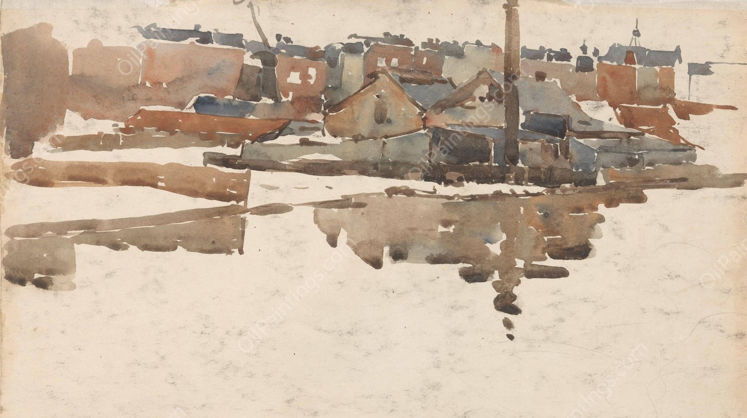 Stadsgezicht  by Wilhelmus Johannes Steenhoff - Hand-Painted Oil Painting Reproduction