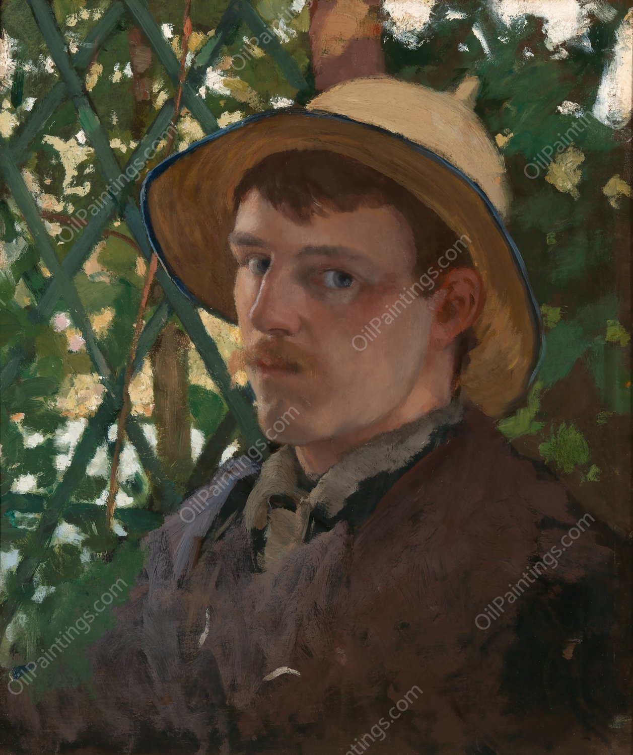 Self-Portrait at Montigny  by Will Hicock Low - Hand-Painted Oil Painting Reproduction