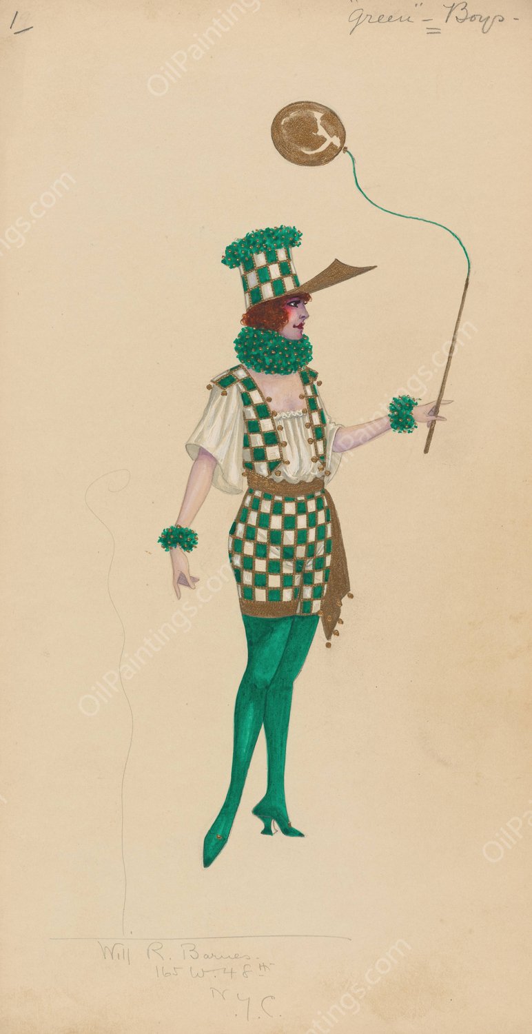 1-Green-Boys  by Will R. Barnes - Hand-Painted Oil Painting Reproduction