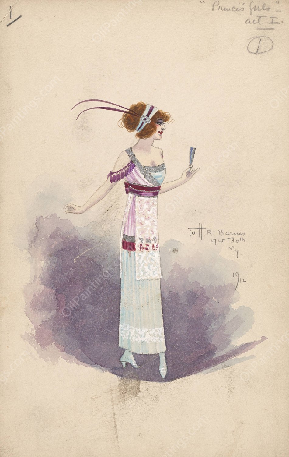 1-Prince's Girls-Act I  by Will R. Barnes - Hand-Painted Oil Painting Reproduction