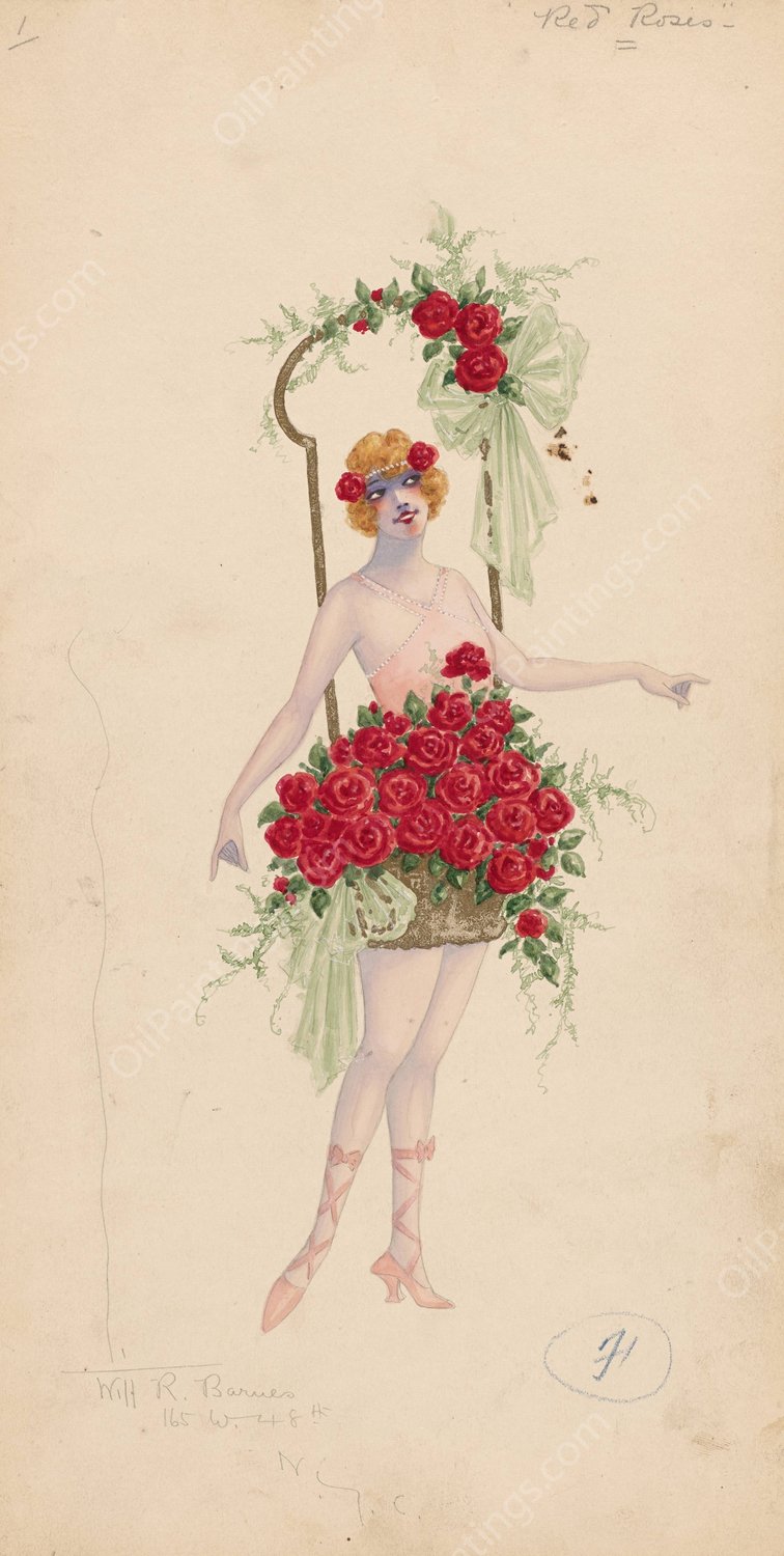 1-Red Roses  by Will R. Barnes - Hand-Painted Oil Painting Reproduction