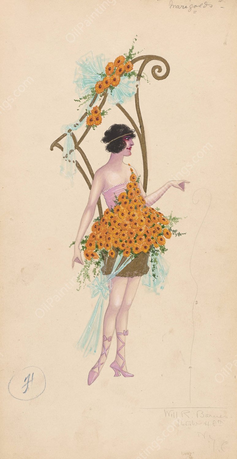 10-Marigolds  by Will R. Barnes - Hand-Painted Oil Painting Reproduction