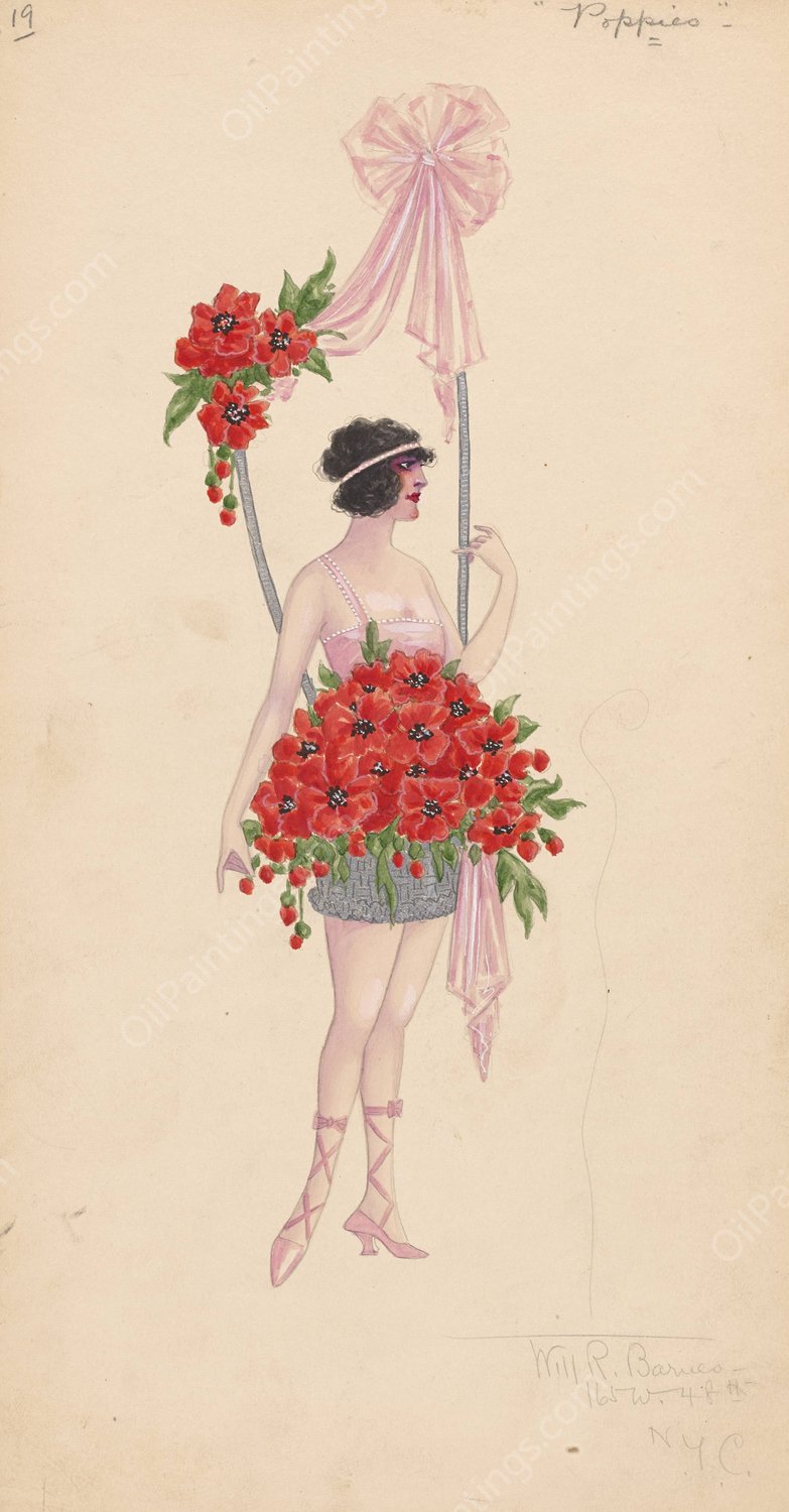 19-Poppies  by Will R. Barnes - Hand-Painted Oil Painting Reproduction