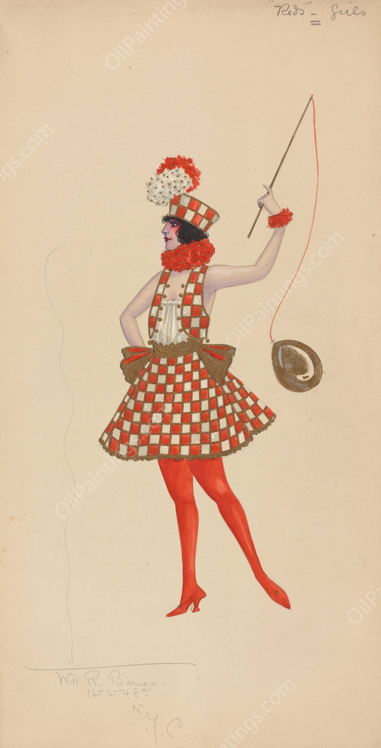 2-Reds-Girls  by Will R. Barnes - Hand-Painted Oil Painting Reproduction