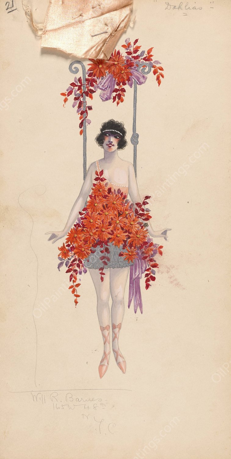 21-Dahlias  by Will R. Barnes - Hand-Painted Oil Painting Reproduction