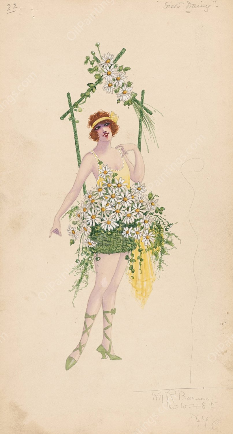 22-Field Daisy  by Will R. Barnes - Hand-Painted Oil Painting Reproduction