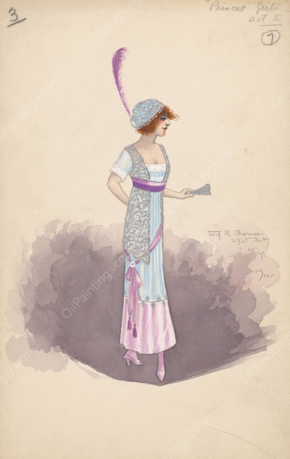 3-Prince's Girls-Act I  by Will R. Barnes - Hand-Painted Oil Painting Reproduction