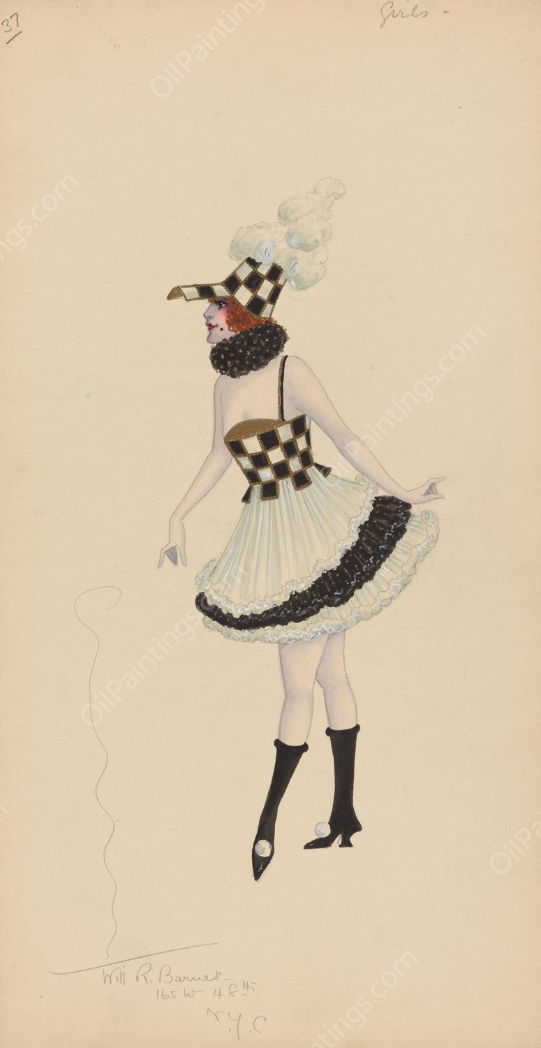 37-Girls  by Will R. Barnes - Hand-Painted Oil Painting Reproduction