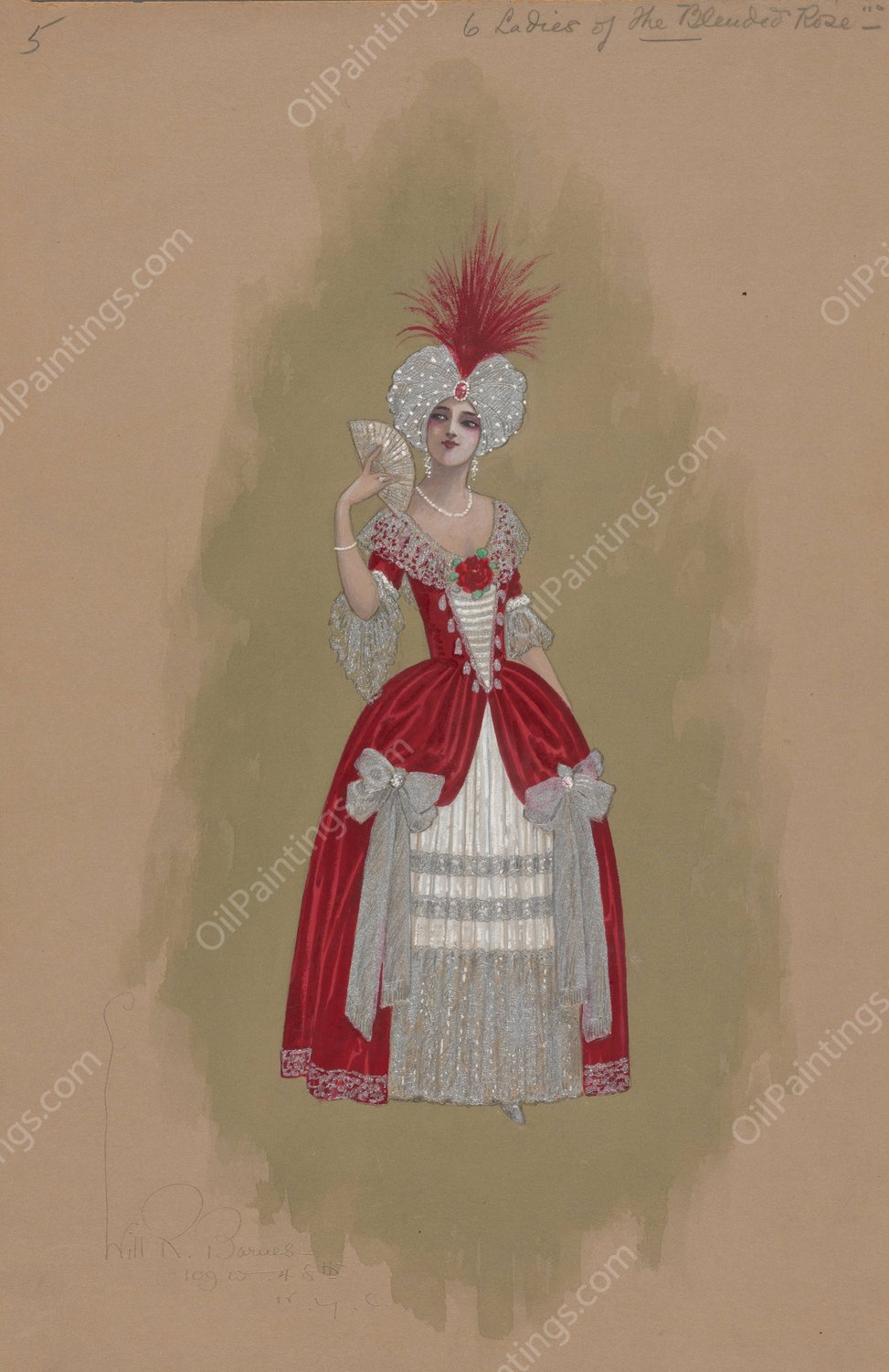 6 Ladies of the Blended Rose  by Will R. Barnes - Hand-Painted Oil Painting Reproduction