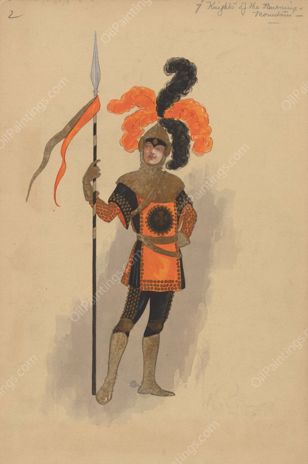 7 Knights of the Burning Mountain  by Will R. Barnes - Hand-Painted Oil Painting Reproduction