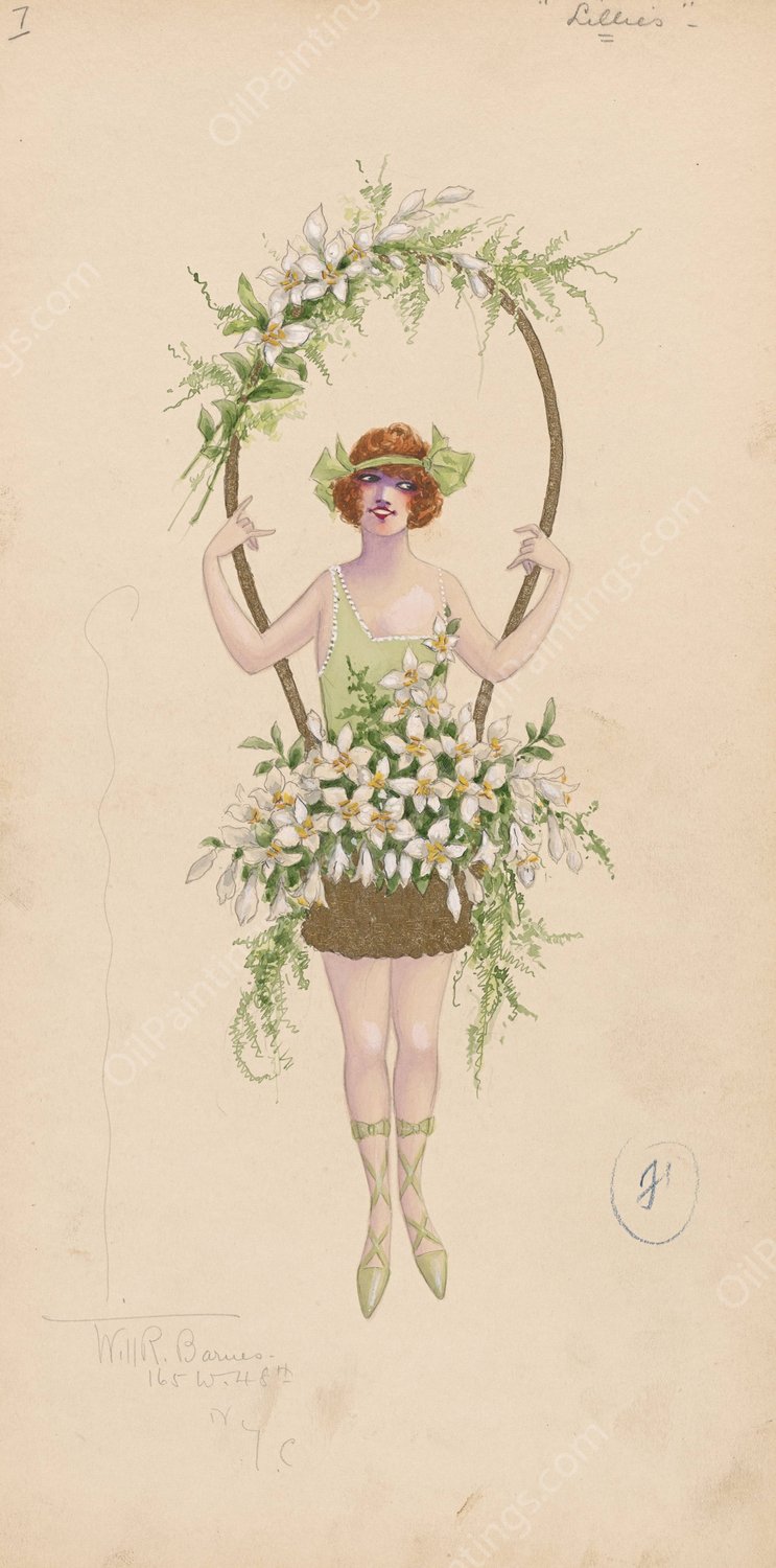 7-Lillies (sic)  by Will R. Barnes - Hand-Painted Oil Painting Reproduction