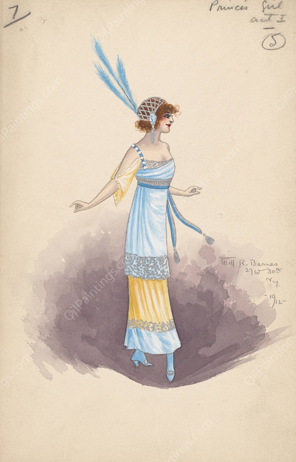 7-Prince's Girls-Act I  by Will R. Barnes - Hand-Painted Oil Painting Reproduction