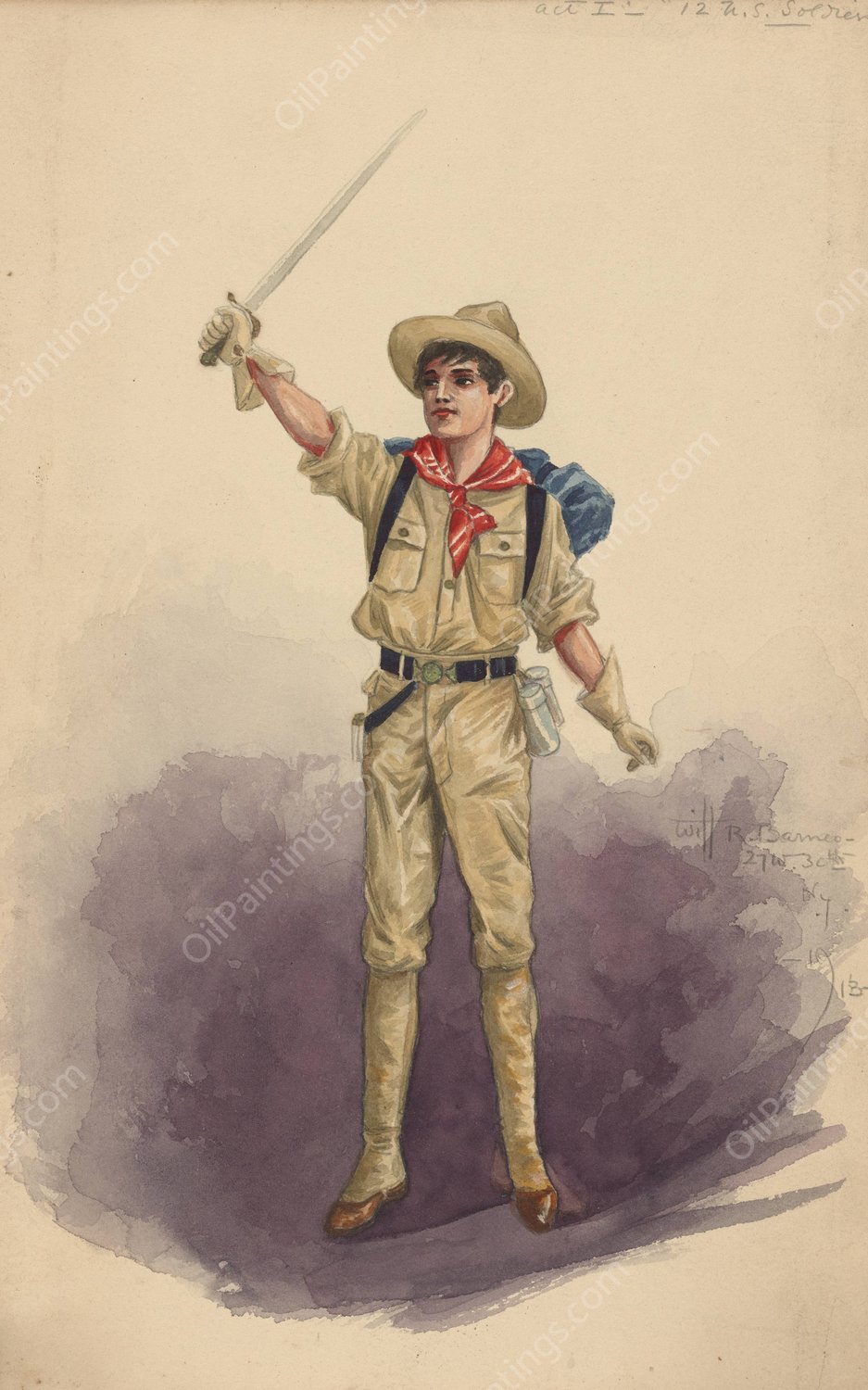 Act I-12 U.S. Soldiers  by Will R. Barnes - Hand-Painted Oil Painting Reproduction