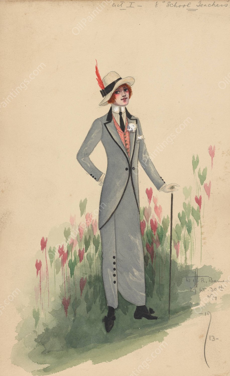 Act I-8 School Teachers  by Will R. Barnes - Hand-Painted Oil Painting Reproduction