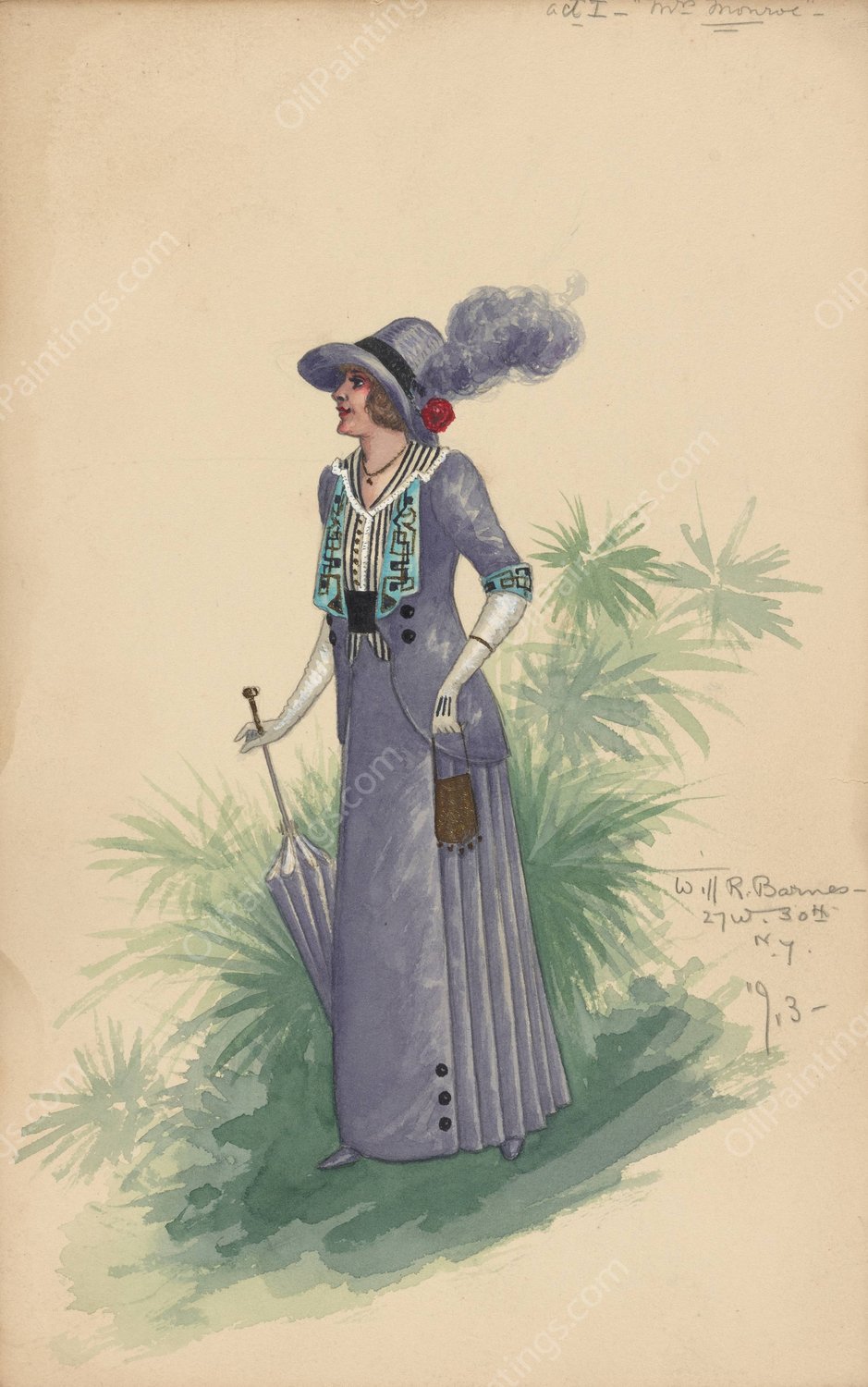 Act I-Mrs. Monroe  by Will R. Barnes - Hand-Painted Oil Painting Reproduction