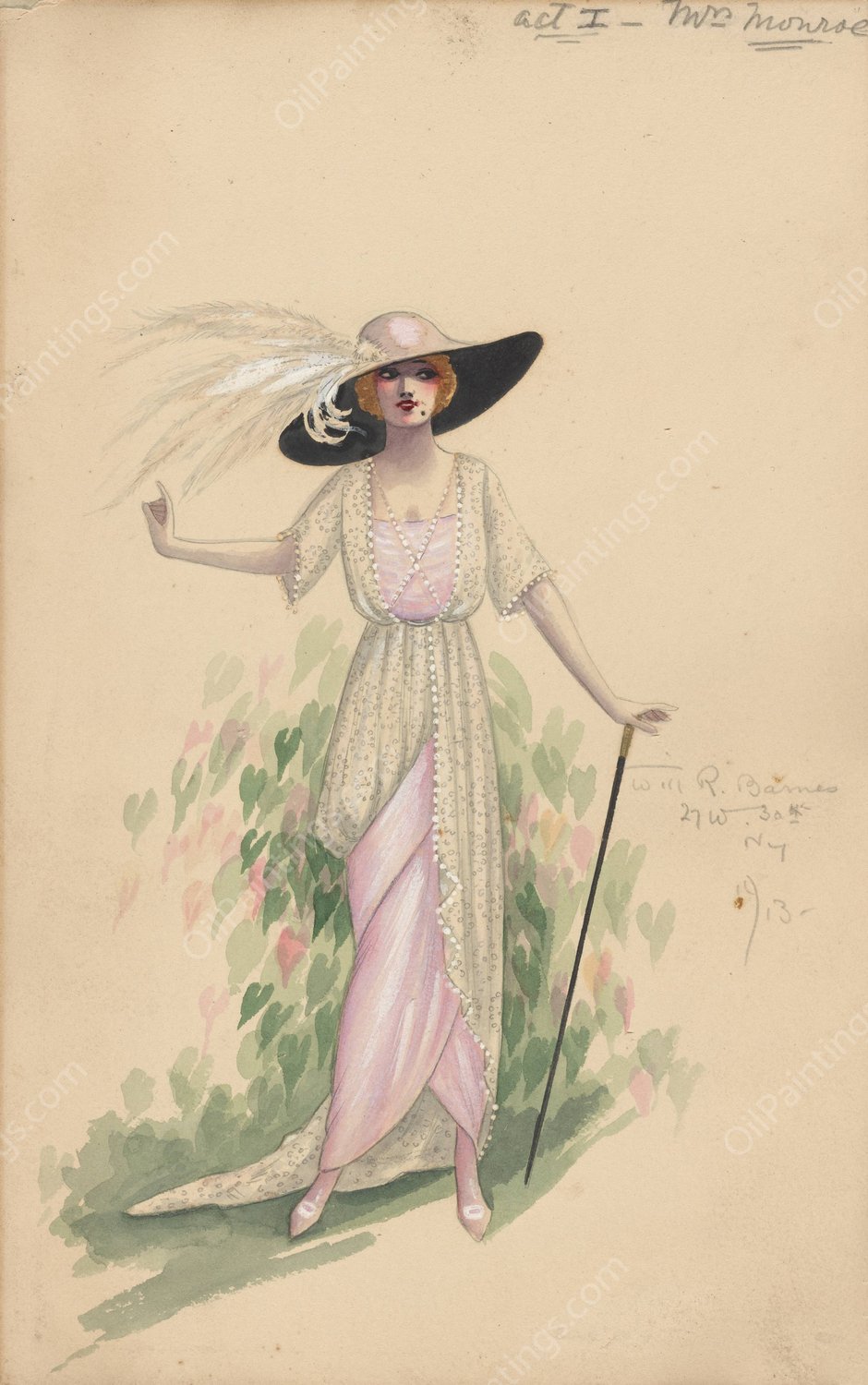 Act I-Mrs. Monroe  by Will R. Barnes - Hand-Painted Oil Painting Reproduction