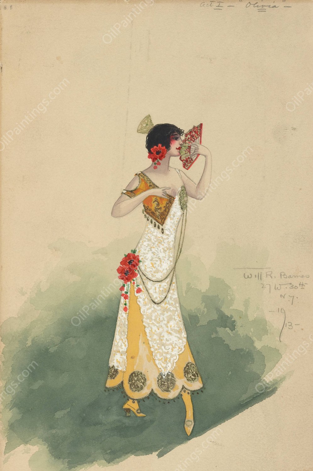 Act I-Olivia  by Will R. Barnes - Hand-Painted Oil Painting Reproduction