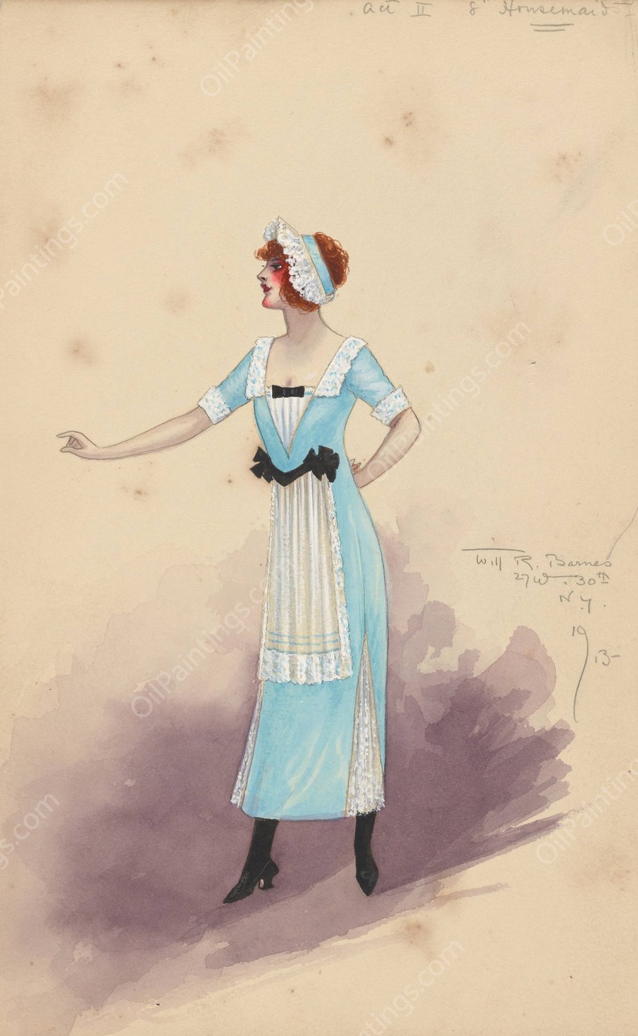 Act II-8 Housemaids  by Will R. Barnes - Hand-Painted Oil Painting Reproduction