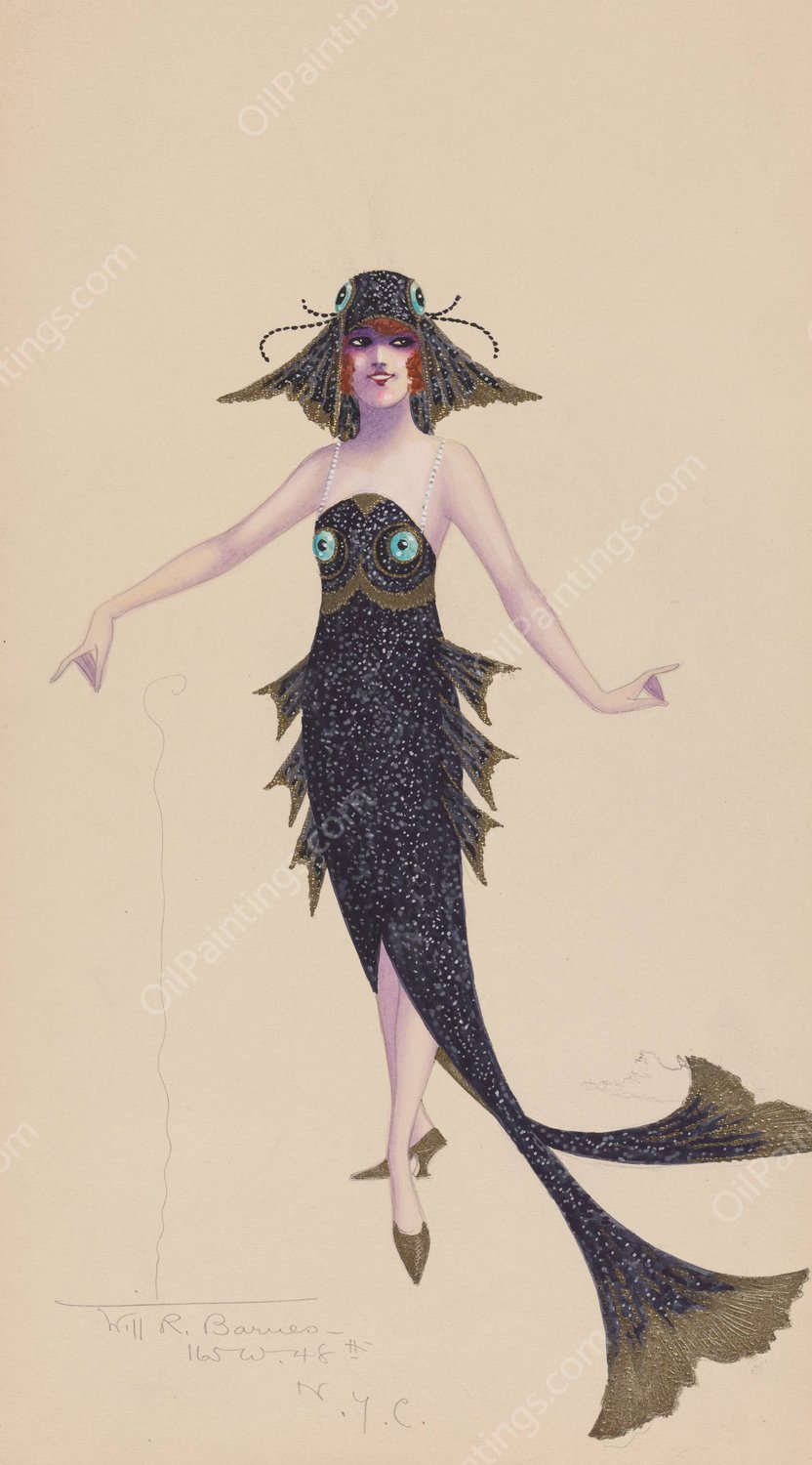 Black fish costume  by Will R. Barnes - Hand-Painted Oil Painting Reproduction