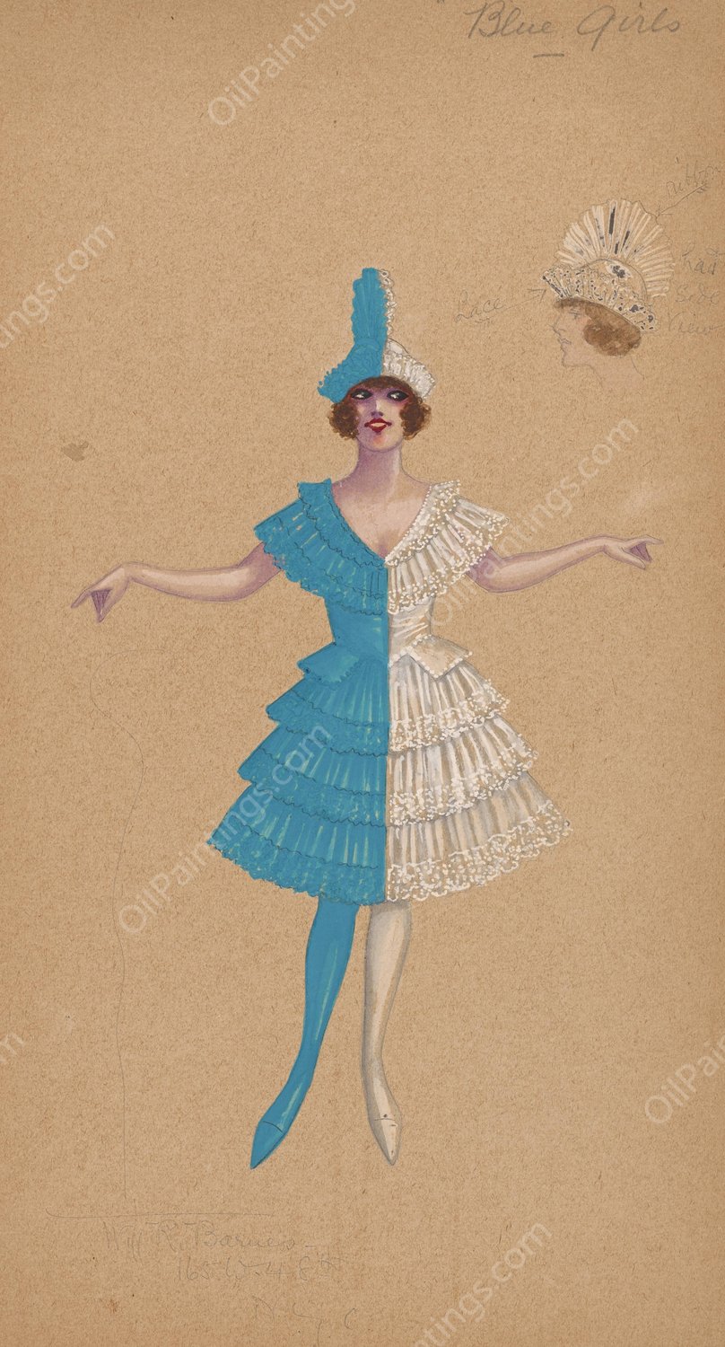 Blue Girls  by Will R. Barnes - Hand-Painted Oil Painting Reproduction