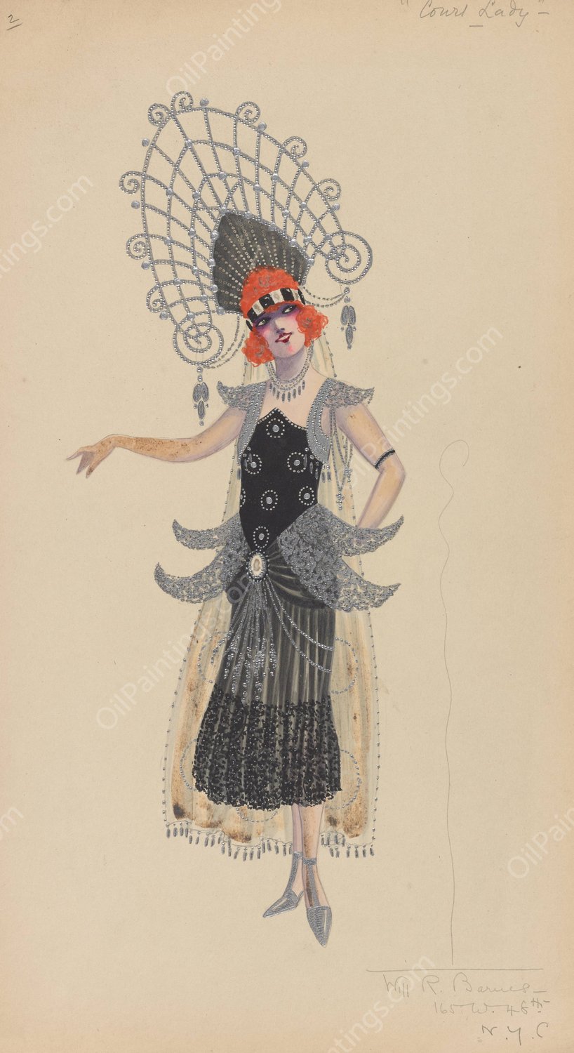 Court Lady  by Will R. Barnes - Hand-Painted Oil Painting Reproduction