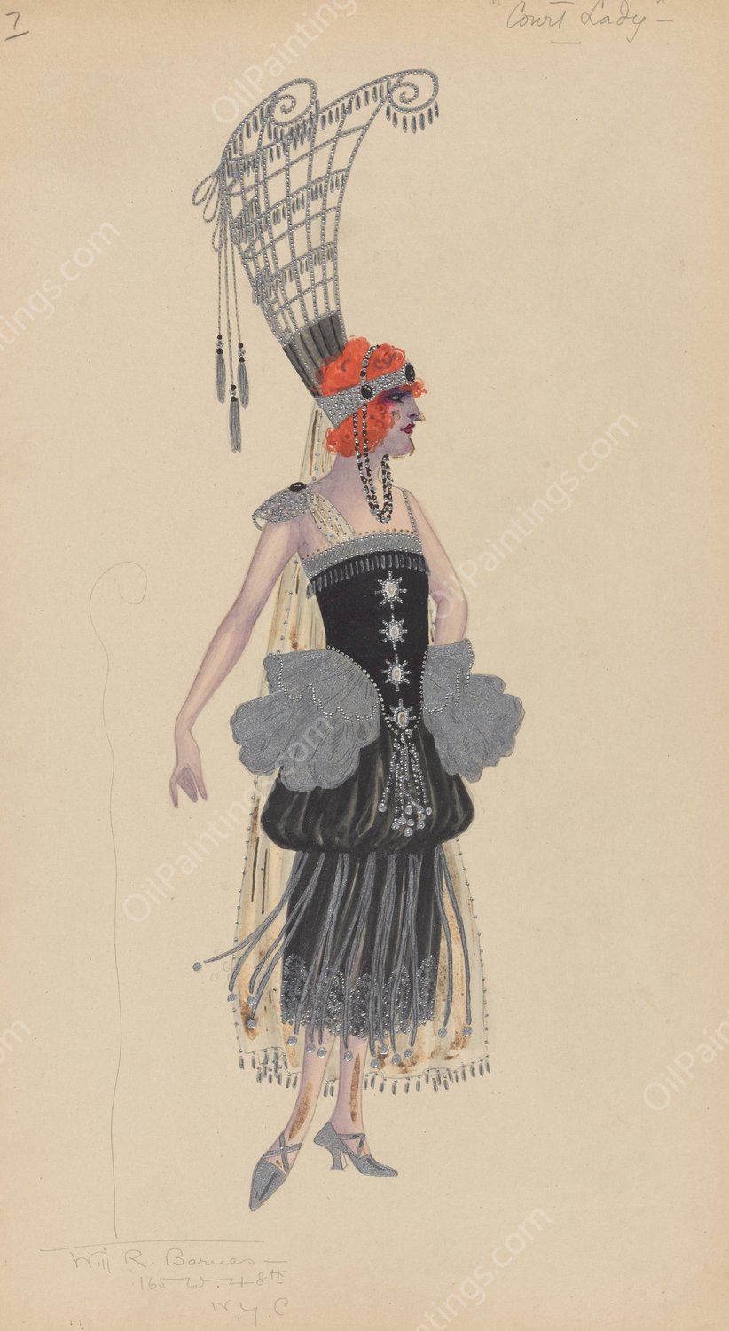 Court Lady  by Will R. Barnes - Hand-Painted Oil Painting Reproduction