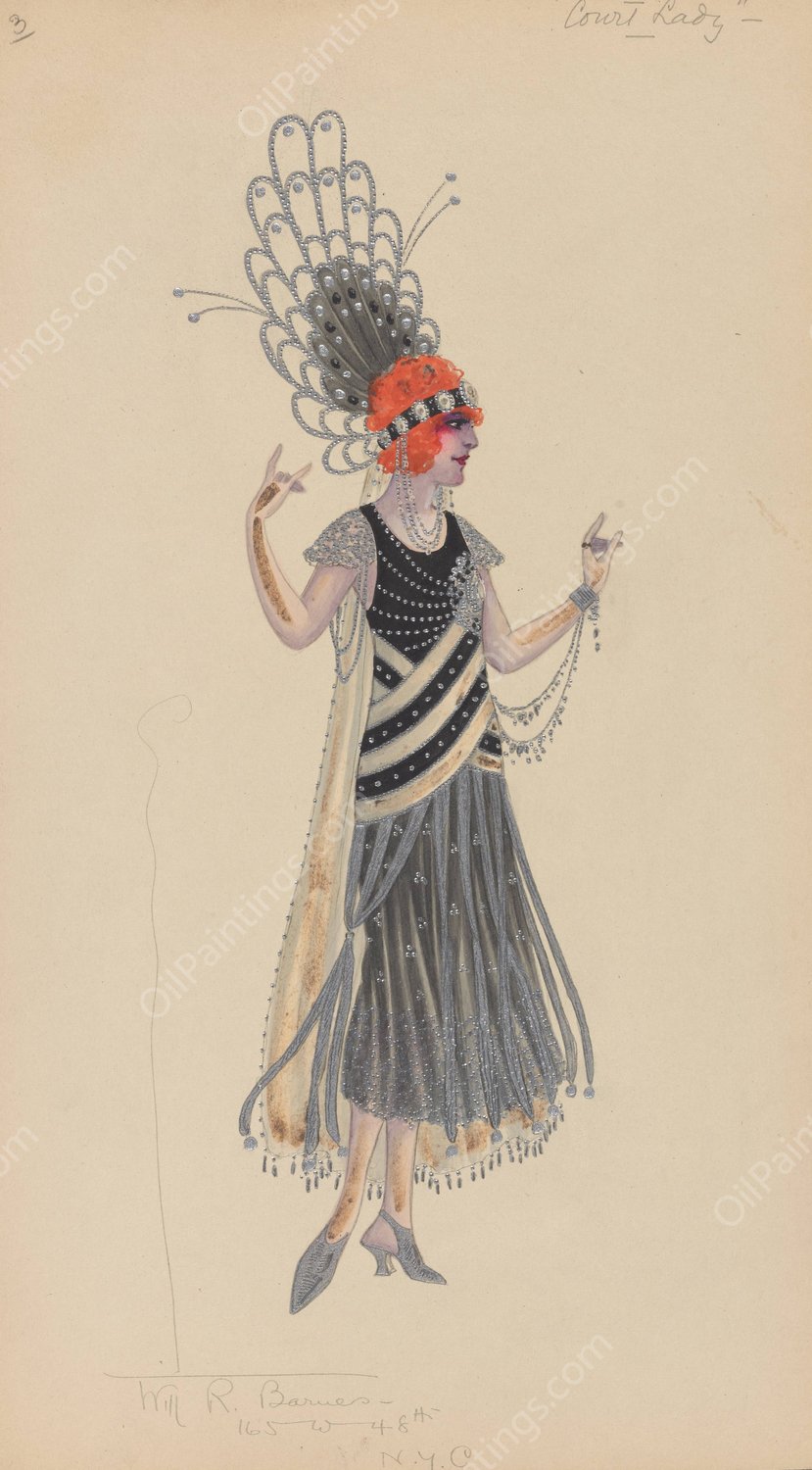 Court Lady  by Will R. Barnes - Hand-Painted Oil Painting Reproduction