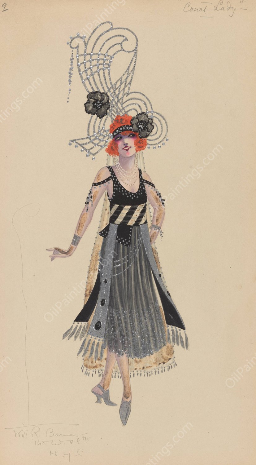 Court Lady  by Will R. Barnes - Hand-Painted Oil Painting Reproduction