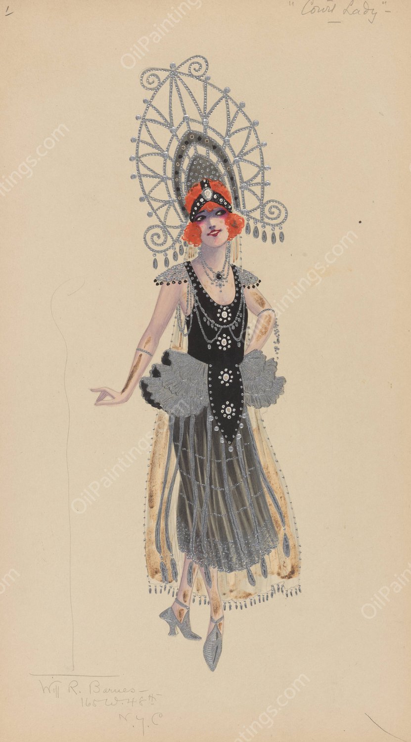 Court Lady  by Will R. Barnes - Hand-Painted Oil Painting Reproduction