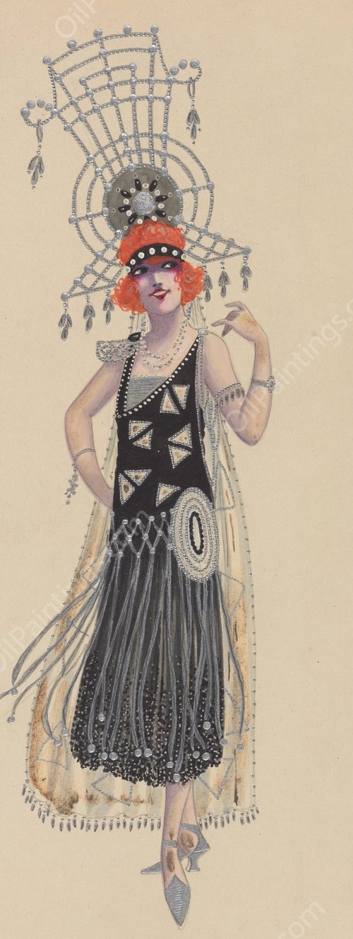 Court Lady  by Will R. Barnes - Hand-Painted Oil Painting Reproduction