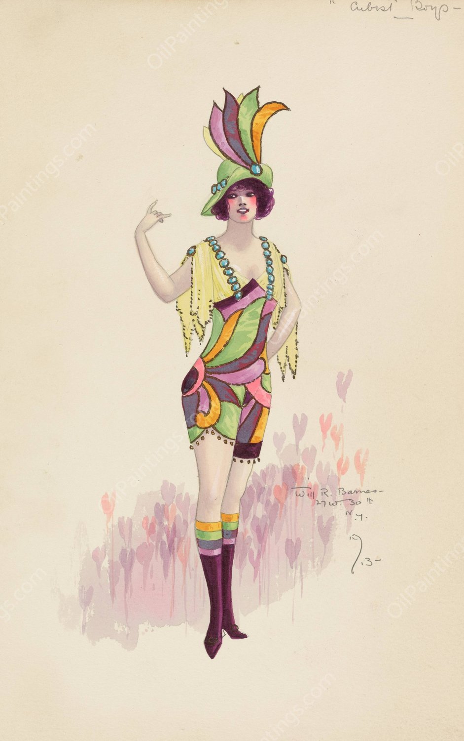 Cubist Boys  by Will R. Barnes - Hand-Painted Oil Painting Reproduction