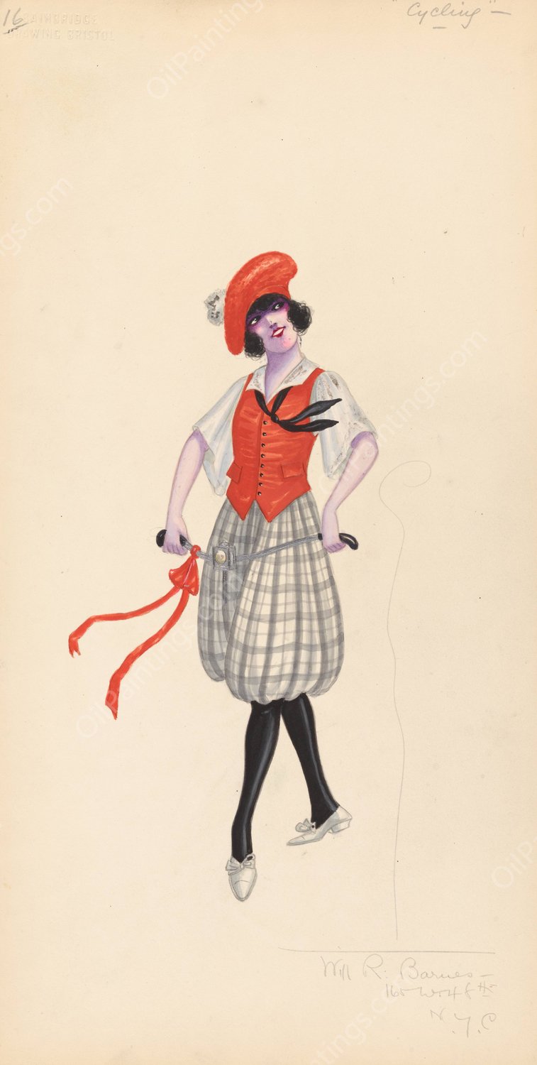 Cycling  by Will R. Barnes - Hand-Painted Oil Painting Reproduction