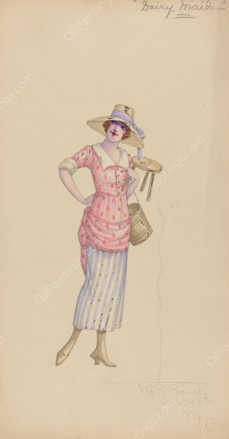 Dairy Maids  by Will R. Barnes - Hand-Painted Oil Painting Reproduction