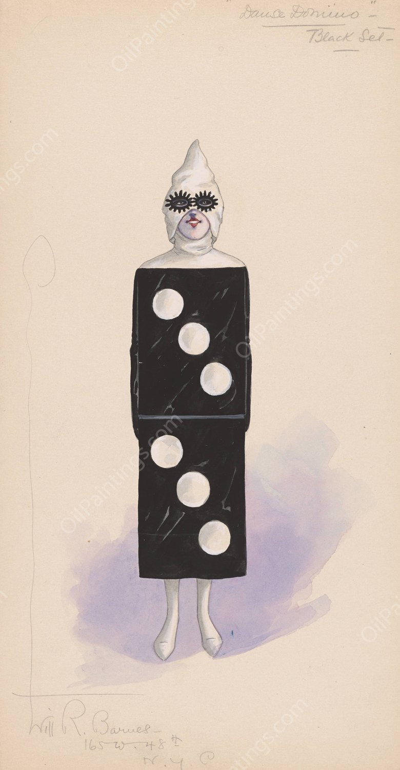 Dance Dominos; Black Set  by Will R. Barnes - Hand-Painted Oil Painting Reproduction