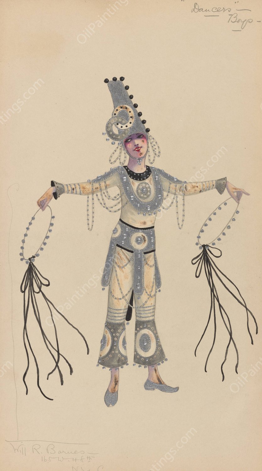 Dancers-Boys  by Will R. Barnes - Hand-Painted Oil Painting Reproduction