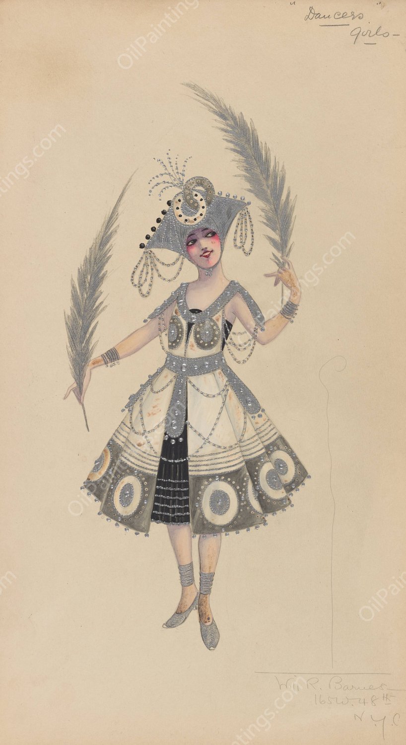 Dancers-Girls  by Will R. Barnes - Hand-Painted Oil Painting Reproduction