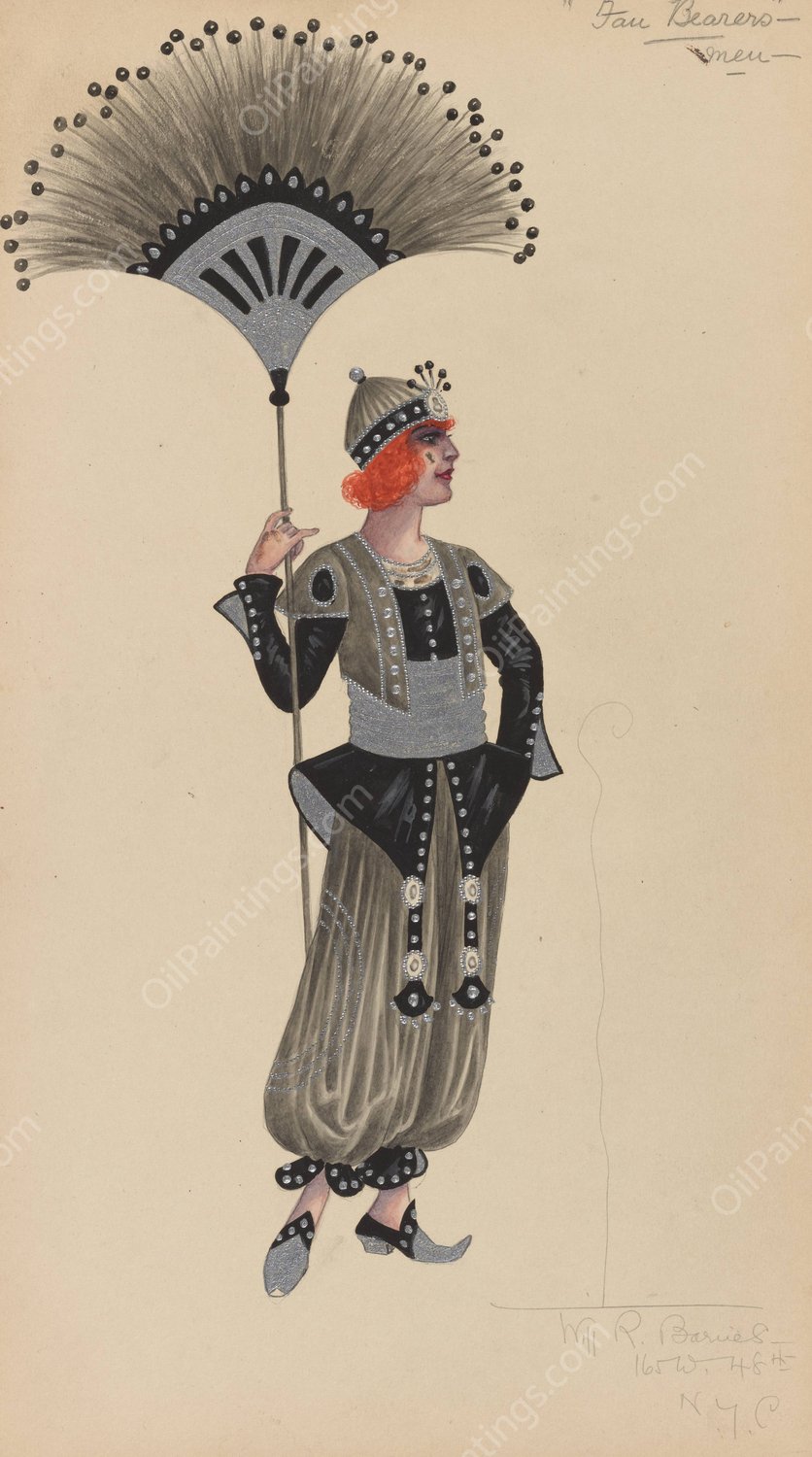 Fan Bearers-Men  by Will R. Barnes - Hand-Painted Oil Painting Reproduction