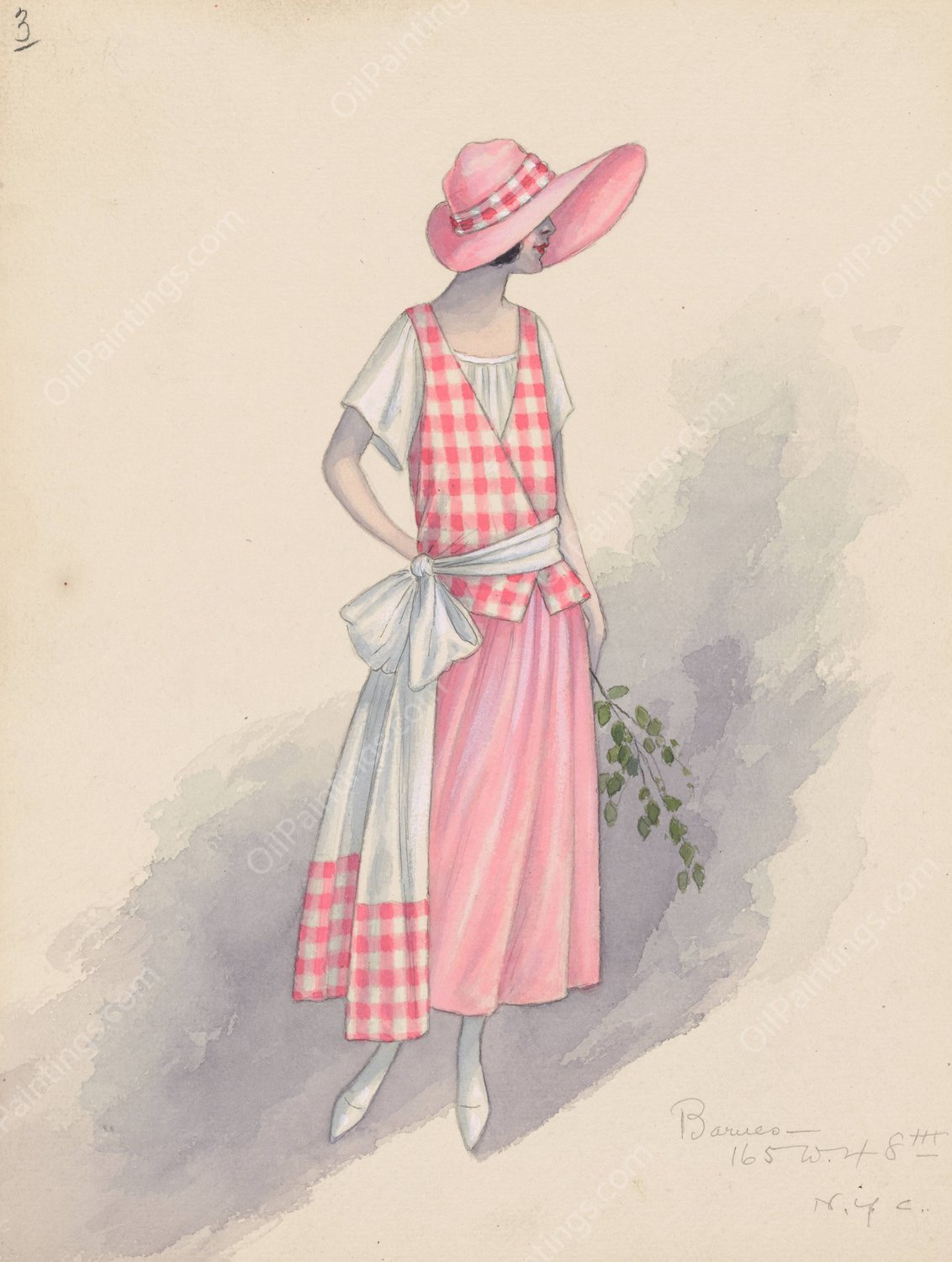 Gingham girl, 3  by Will R. Barnes - Hand-Painted Oil Painting Reproduction