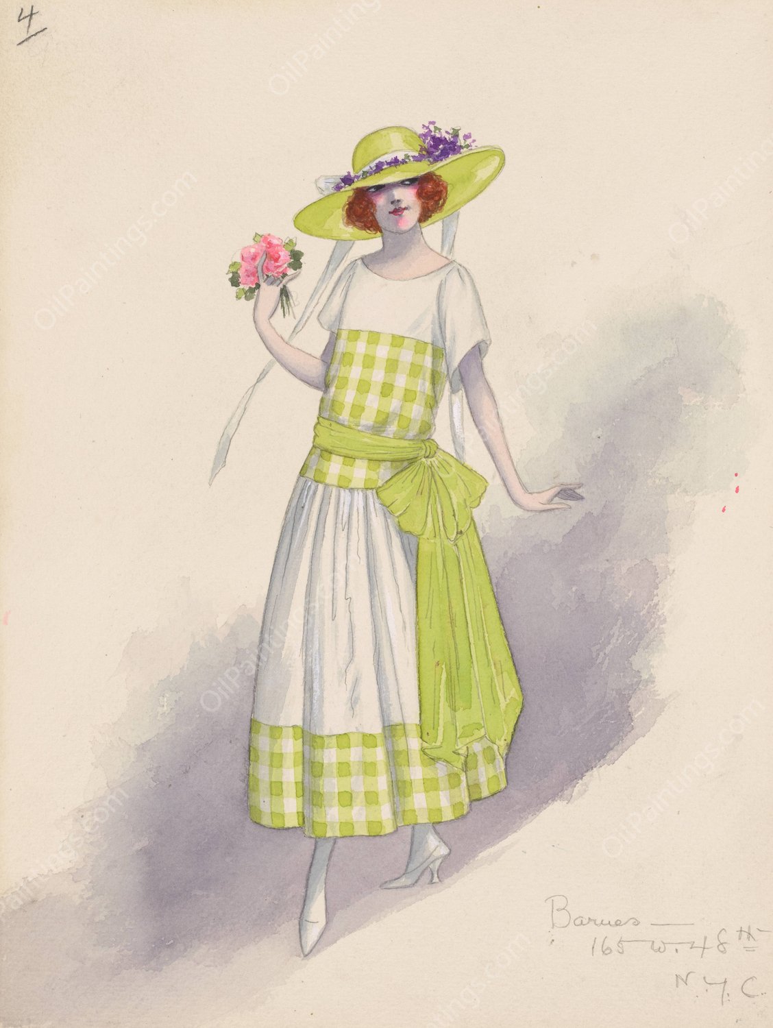 Gingham girl, 4  by Will R. Barnes - Hand-Painted Oil Painting Reproduction