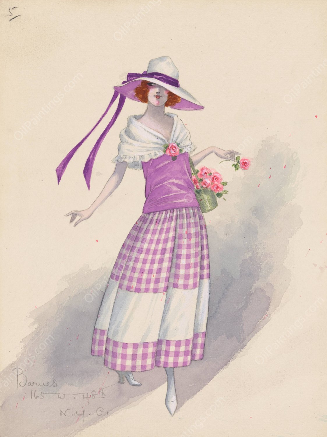 Gingham girl, 5  by Will R. Barnes - Hand-Painted Oil Painting Reproduction